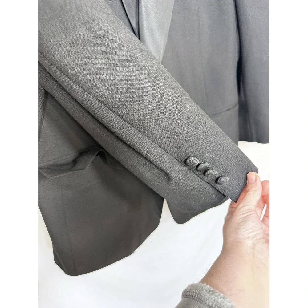 Polo Ralph Lauren Tuxedo Suit Jacket Mens Black Blazer Wool One Button 46R